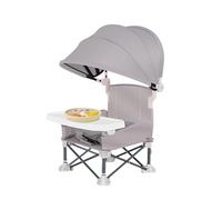 Baby Folding Dining Chair, Travel Toddler Seat with Tray, 14.96x12.2x14.57 Inches Portable High Chairs with Canopy, Compact Booster for Outdoor, Home, Lawn, Beach, Camping, Picnic