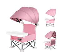 Baby Folding Dining Chair, Travel Toddler Seat With Tray For Eating, Aluminum Alloy, Cloth Baby Folding Chairs With Canopy For Outdoor, Home, Lawn, Beach, Camping, And Picnic, 38x31x37cm