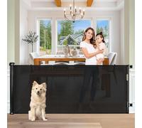 Baby Gate - Puerta de malla retráctil extra ancha de 59 pulgadas para niños o mascotas con 2 juegos de accesorios de montaje movibles para interiores y exteriores, puertas para perros, para puertas