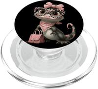 Baby Gecko Kawaii - Gafas de Leopardo Rosa con Personaje de Reptil PopSockets PopGrip para MagSafe