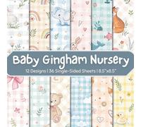 Baby Gingham Nursery Scrapbook Paper Craft Pad: 12 Pastel Plaid Designs, 36 Single-Side Sheets Printed on 8.5"x8.5" Sized Paper. Perfect for Baby ... Cardstock, Journaling, Collage, Decoupage Etc