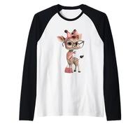 Baby Giraffe Kawaii Personaje Safari Animal Pastel Gráfico Camiseta Manga Raglan