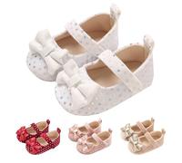 Baby Girls Bowknot Mary Jane Shoes Toddler PU Leather Soft Sole Princess Dress Sandals Cute Infant Girls Closed Toe Non Slip Prewalker Newborn First Walking Shoes