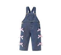 Baby Girls Denim Dungarees Cute Bow Baggy Jeans Overalls Kids Cotton Soft Loose Adjustable Denim Jumpsuit Toddler Girls Solid Casual One Piece Bib Overall with Pockets