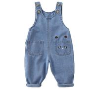 Baby Girls Denim Overalls Cute Baggy Button Dungarees with Pockets Toddler Adjustable Straps Sleeveless Summer Jeans Jumpsuit Kids Loose Casual Playsuits One Piece Outfit