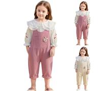 Baby Girls Easter Outfits Kids Adjustable Strap Wide Leg Baggy Jean Ovearalls Toddler Girl Cotton Sleeveless One Piece Jumpsuit Summer Loose Casual Romper Plain Workwear