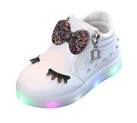 Baby Girls Light Up Trainers Sparkly Bow High Top Running Shoes for Kids Cute Flashing Led Sports School Shoes Toddler Girls Glitter Slip On Sneakers Casual Boots