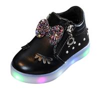 Baby Girls Light Up Trainers Sparkly Bow High Top Running Shoes for Kids Cute Flashing Led Sports School Shoes Toddler Girls Glitter Slip On Sneakers Casual Boots