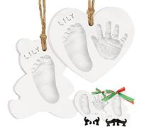 Baby Hand and Footprint Kit - Personalized Newborn Footprint Ornament, Clay Handprint Keepsake, Easy DIY Dog Paw Print Kit, Baby Shower Gifts for Boys, Girls, New Mom Gifts (with Love)