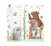 Baby Height Growth Chart Animals Wall Sticker for Kids, Cute Bear Rabbit Cat Fox Green Plants Kid Wallpaper Decals