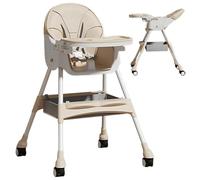 Baby Highchair, Foldable Adjustable Child Highchair, PP, PU Leather, Pipe Lounger, Jumper, Booster for Sitting, Eating, Travel, Camping, Beach, Kitchen, Outdoor, 65x73x97cm