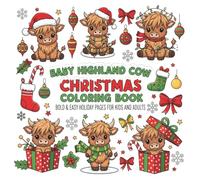 Baby Highland Cow Christmas Coloring Book: Bold & Easy Holiday Pages for Kids and Adults