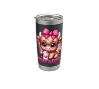 Baby Highland Cow Coffee Pink Bow Stay Sassy Girl Cute Vaso térmico de acero inoxidable de doble pared