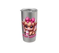 Baby Highland Cow Coffee Pink Bow Stay Sassy Girl Cute Vaso térmico de acero inoxidable de doble pared