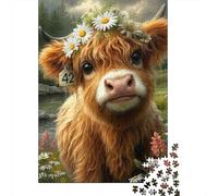 Baby Highland Cow Rompecabezas para Adultos Meadow Scene 1000 Piezas Papel Reciclado para Adultos Rompecabezas Divertido Y Desafiante Juego Familiar 38x26cm/1000pcs