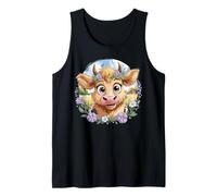 Baby Highland Cow with Purple Flowers Scottish Farm Camiseta sin Mangas