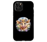 Baby Highland Cow with Purple Flowers Scottish Farm Carcasa para iPhone 11 Pro