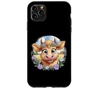 Baby Highland Cow with Purple Flowers Scottish Farm Carcasa para iPhone 11 Pro MAX