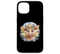 Baby Highland Cow with Purple Flowers Scottish Farm Carcasa para iPhone 13