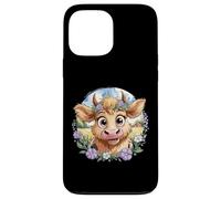 Baby Highland Cow with Purple Flowers Scottish Farm Carcasa para iPhone 13 Pro MAX
