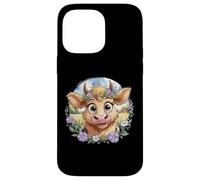 Baby Highland Cow with Purple Flowers Scottish Farm Carcasa para iPhone 14 Pro MAX