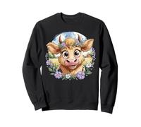 Baby Highland Cow with Purple Flowers Scottish Farm Sudadera