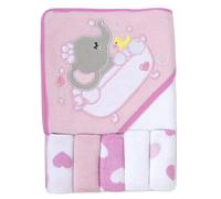 Baby Hooded Towel and Washcloth Set for Infants Boys and Girls 6-12 Months Effervescent Elephant