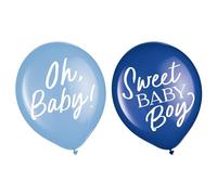 Baby In Bloom Globos de látex azules de 12 pulgadas (15 unidades) | Decoraciones de fiesta duraderas de primera calidad, ideales para baby showers, revelaciones de género y celebraciones