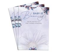 Baby Is Blooming Lavender - Encantadora invitación para baby shower, diseños elegantes y divertidos para niños y niñas, 50 tarjetas, perfectas para la celebración del bebé, 5 x 7 pulgadas