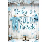 Baby It’s Cold Outside Baby Shower Hardcover Guest Book: Rustic Winter Clothesline Theme - Mittens, Hats & Snowflakes - Rustic winter baby shower guest book