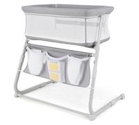 BABY JOY Moisés, cuna de noche con altura ajustable, colchón cómodo, laterales de malla completa y bolsillos de almacenamiento para recién nacidos, moisés para dormir junto a la cama para dormir de