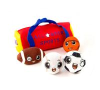 BABY K My First Sports Bag for Baby with 4 Plush Sports Balls - Rattle Balls for Baby with Soft Football Basketball Baseball Tennis Ball & Soccer B