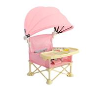 Baby Lawn Chair, Portable Feeding Seat, Foldable Toddler Chair, Builtin Tray Removable Canopy for Outdoor Dining, Beach, Picnic, Lawn, Camping, Home Use, 12.2x12.2x14.57 Inches