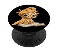 Baby Lizard Libro Abierto Lectura Reptil Retrato Gráfico Redondo PopSockets PopGrip Adhesivo