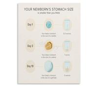 Baby Milk Intake Chart Poster Newborn Stomach Growth Guide Canvas Wall Art(Framed,12x18inch(30x45cm))