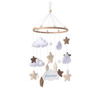 Baby Mobile - Carillón de viento para cuna y cambiador, hecho a mano, diseño de nubes y estrellas