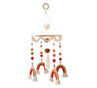 Baby Mobile Holz Niedlich Beär Hängende Bettglocke,Regenbogen Babybett Mobile Windspiele mit Filzbällen, Mond Sterne Babyzimmer Mobile Baby Jungen Mädchen Bettglocke Anhänger zum Aufhängen