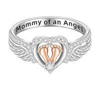 Baby Mom's Angel Ring Fashion Angel Love Ring Gift The And Innocence Of Your Little One With Our Enchanting Angel Ring - Grasa de ordeño con caléndula, D, Metal, Sin piedras preciosas