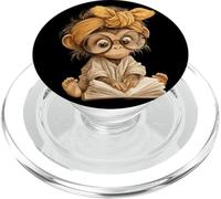 Baby Monkey Libro Abierto Lectura Animal Lover Retrato gráfico PopSockets PopGrip para MagSafe