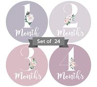 Baby Monthly Stickers | Floral Baby Milestone Stickers | Newborn Girl Stickers | Month Stickers for Baby Girl | Baby Girl Stickers | Newborn Monthly Milestone Stickers (Set of 24)