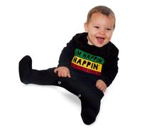 Baby Moo's Reggae - Pijama para bebé, inspirado en Bob Marley, divertido traje de dormir para niños o niñas, idea de regalo para bebés, Negro, 6-12 Meses