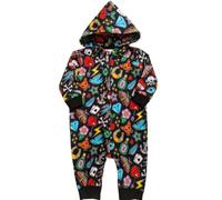 Baby Moo's Tattoo Baby All In One - Traje de bebé unisex con tatuaje tradicional sin mangas - Regalos alternativos de rock n roll para baby shower del Reino Unido, gris oscuro, 6-12 meses