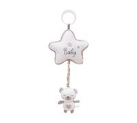 Baby Musical Rattle, Hangable Bunny Toy, Yarn Knitted Doll, Built-In Music Box, Soft Plush Design, Perfect for Bassinet Entertainment, Crib Play, Pram Accessories, Car Seat Distraction