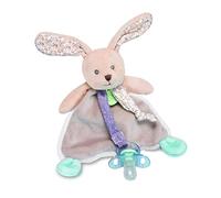 BABY NAT' BN0602 - Peluche cuadrado ultra suave - gris/beige - Accesorio para chupete de bebé - Ideal para abrazos para niños - Idea de regalo para nacimientos
