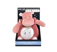 Baby Nat' BN6084 - Luz Nocturna Musical para bebé, hipopótamo, Color Rosa, colección Zoe, 10 melodías, 5 Ruidos Blancos, 7 Colores, Ayuda al sueño del bebé, Pilas no Incluidas