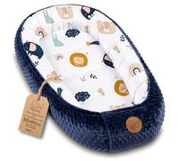 Baby Nest Bebé - Nido Reductor Suave Mullido y portátil Bebe | Calentito acogedor para Recién Nacido - ideal Cuna Moisés Cochecito Habitación Viaje nidito Minky Arcoiris azul oscuro