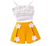 Baby Neugeboren Junge Girls Sweet And Cute Spring And Autumn Suit New Top + Floral Shorts Two Pieces Mamas Girl Baby Kleidung, amarillo, 5 años