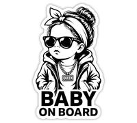 Baby on Board Adhesivo de vinilo para coche, 15 x 9,5 cm, resistente a la intemperie y a los rayos UV, autoadhesivo, laminado para mayor protección, antiarañazos y colores vivos, Queen Girl