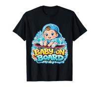 Baby On Board Cute Boy Skateboard Esperando Embarazo Broma Camiseta