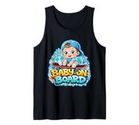 Baby On Board Cute Boy Skateboard Esperando Embarazo Broma Camiseta sin Mangas